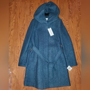 Cole Haan Women's Teal Hooded Trench Coat